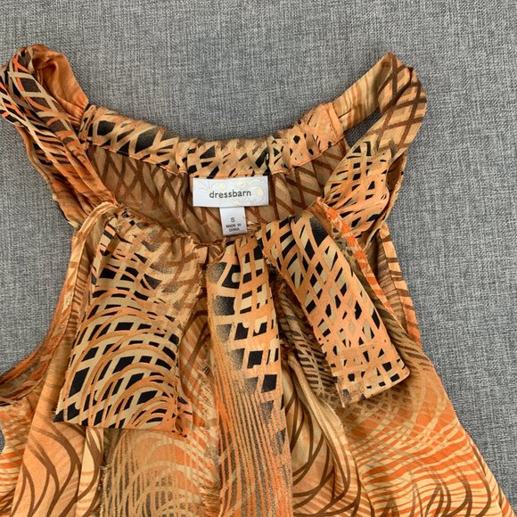 Dressbarn Unique Beautiful Sleeveless Top Abstract Art Small Orange tan Black - Picture 2 of 11